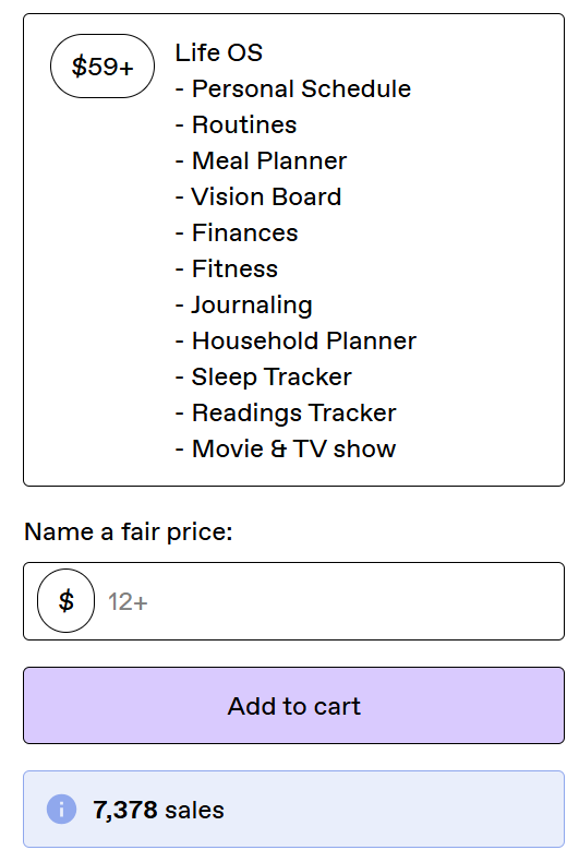 Life OS — Notion Planner live listing screenshot
